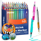 48 Colors ClickLink Acrylic Markers with 50 Ink Refills (44 Classic+4 Metallic+2 Bonus Colors)  (98 Pieces Total) - Funto